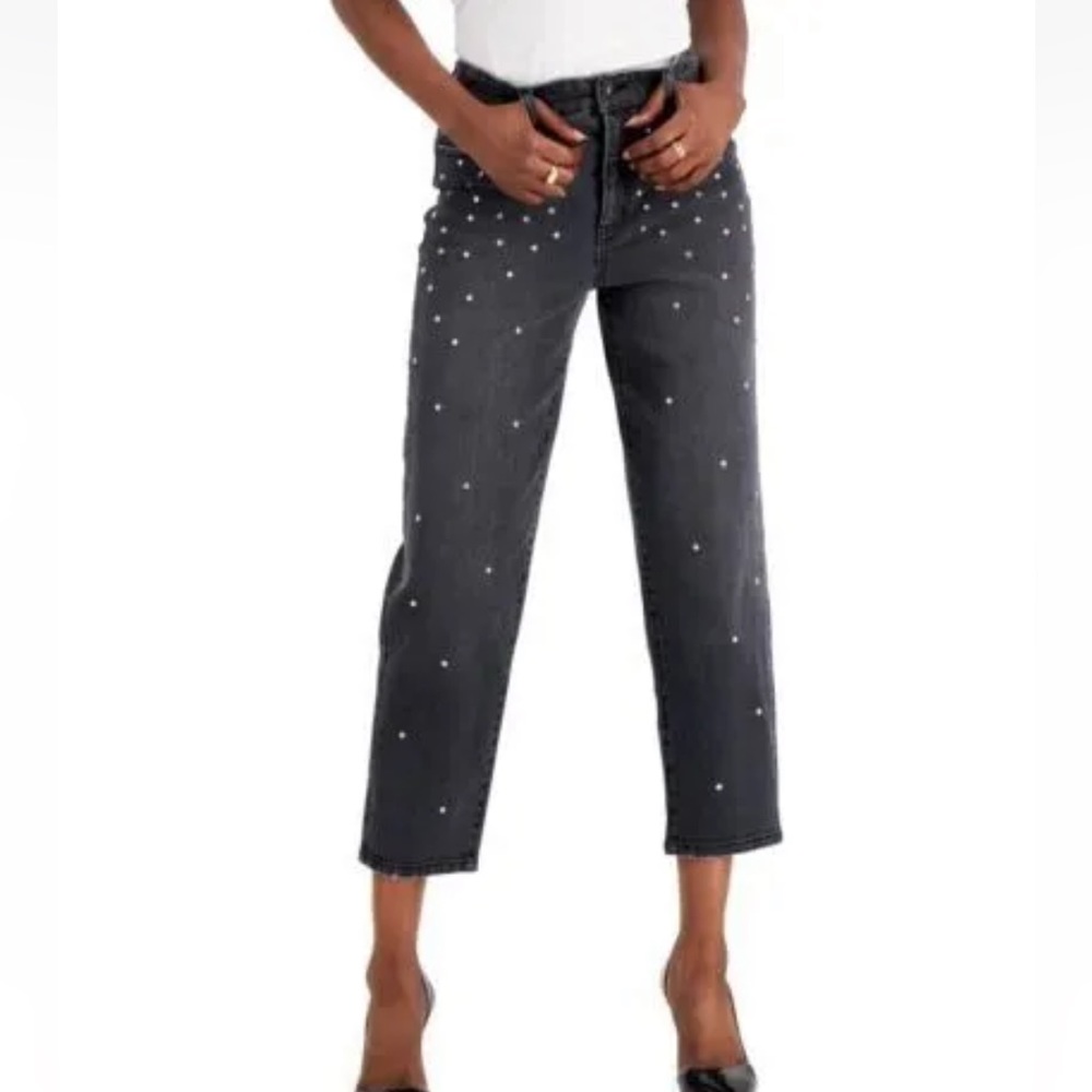 INC International Concepts Rhinestone Embellished Straight Leg High Rise…